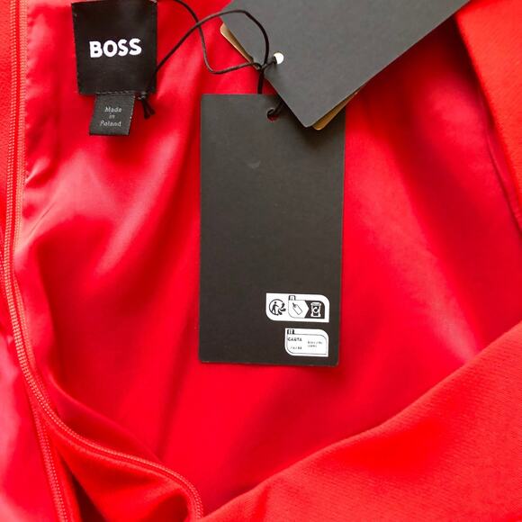 Hugo Boss Domingana Red Square Neck Sheath Dress Women's Size 10 US NWT - Picture 11 of 16